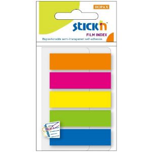 Zakładki indeksujące Stick'n Hopax 45x12mm, 125szt neon